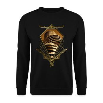Bochum Deutschland Stadt Skyline Gold Liebe - Unisex Pullover - Schwarz - Vorne - Alina (178cm) & Michal (187cm)