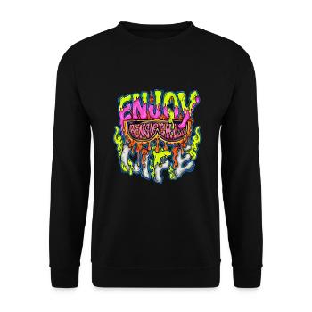 Enjoy Life now - Unisex Sweatshirt - black - Front - Alina (178cm) & Michal (187cm)