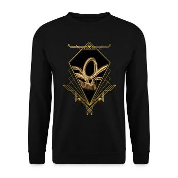 Duisburg Deutschland Stadt Skyline Gold Liebe - Unisex Pullover - Schwarz - Vorne - Alina (178cm) & Michal (187cm)