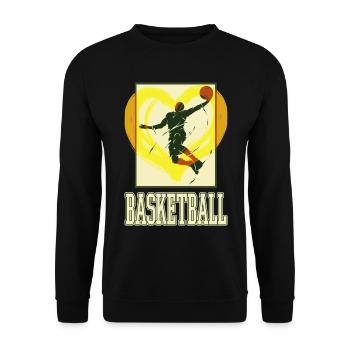 Basketball Basketballer Spieler Sport Herz Vintage - Unisex Pullover - Schwarz - Vorne - Alina (178cm) & Michal (187cm)
