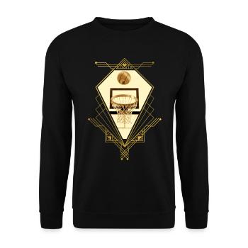 Basketball Korb Gold Basketballkorb Spieler - Unisex Pullover - Schwarz - Vorne - Alina (178cm) & Michal (187cm)