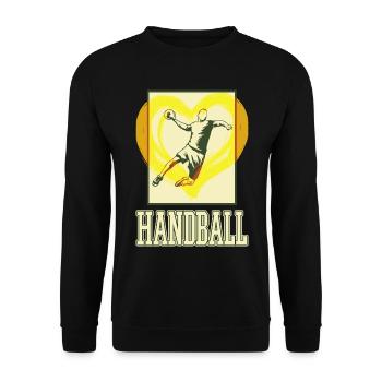 Handball Handballspieler Handballer Herz Vintage - Unisex Pullover - Schwarz - Vorne - Alina (178cm) & Michal (187cm)