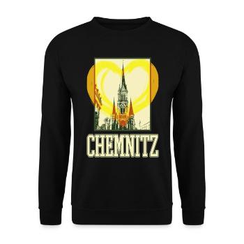 Chemnitz Germany City Skyline Heart Love - Unisex Sweatshirt - black - Front - Alina (178cm) & Michal (187cm)