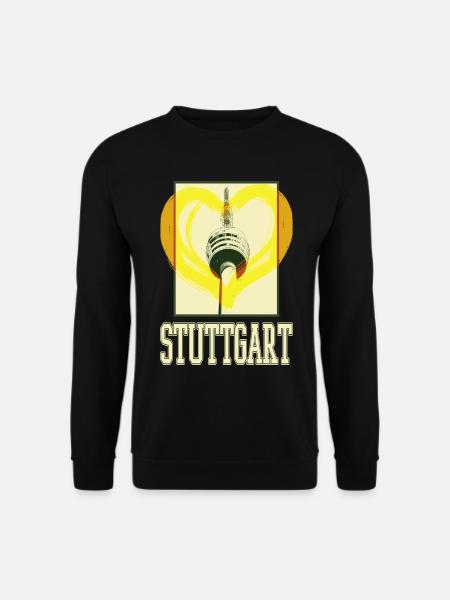 Stuttgart Deutschland Stadt Skyline Herz Liebe - Unisex Pullover - Schwarz