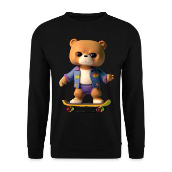 Cool bear on skateboard - Casual style - Unisex Sweatshirt - black - Front - Alina (178cm) & Michal (187cm)