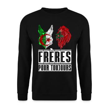 Algériens Marocains frères pour toujours - Sweat-shirt Unisexe - noir - Devant - Alina (178cm) & Michal (187cm)