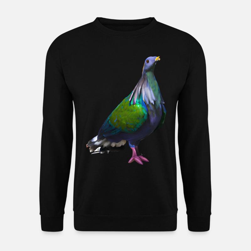 Kragentaube Illustration - Unisex Pullover - Schwarz