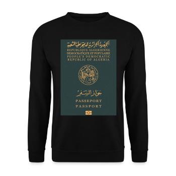 Algerian passport - Unisex Sweatshirt - black - Front - Alina (178cm) & Michal (187cm)