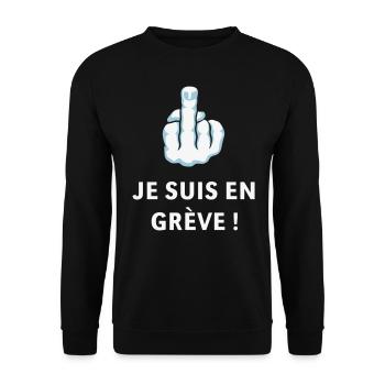 Doigt D’Honneur – Je Suis En Grève ! (Médius) - Sweat-shirt Unisexe - noir - Devant - Alina (178cm) & Michal (187cm)