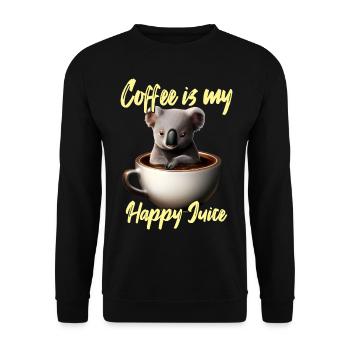 Gemütlicher Koala in der Kaffeetasse - Unisex Pullover - Schwarz - Vorne - Alina (178cm) & Michal (187cm)