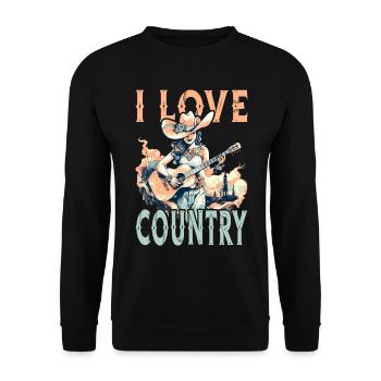 I Love Country Music Guitar Western USA Vintage - Unisex Sweatshirt - black - Front - Alina (178cm) & Michal (187cm)