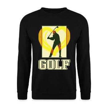 Golf Golfen Golfspieler Sport Hobby Vintage Herz - Unisex Pullover - Schwarz - Vorne - Alina (178cm) & Michal (187cm)