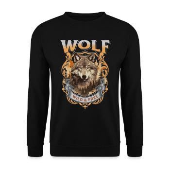 Wolf Wolf’s Head Nature Wilderness Adventure Art forestier - Sweat-shirt Unisexe - noir - Devant - Alina (178cm) & Michal (187cm)