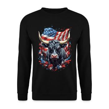 Bulle der Wall Street: Amerikanische Börsenmacht - Unisex Pullover - Schwarz - Vorne - Alina (178cm) & Michal (187cm)