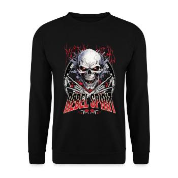 Totenkopf Totenschädel Skelett Motorrad Biker Gang - Unisex Pullover - Schwarz - Vorne - Alina (178cm) & Michal (187cm)