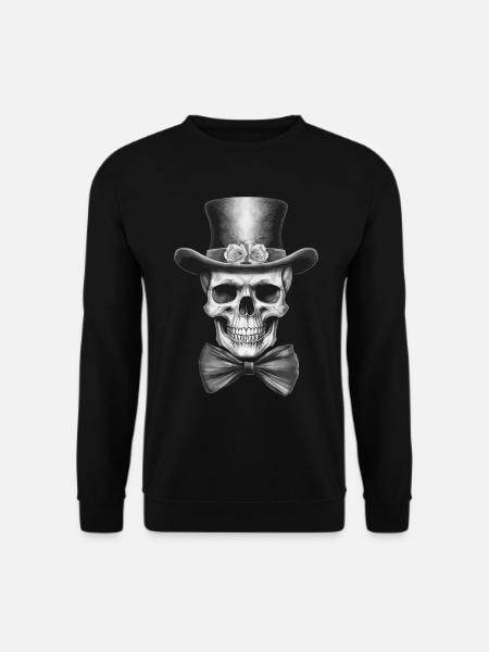 Totenkopf Zylinder Hut Fliege JGA Totenschädel - Unisex Pullover - Schwarz