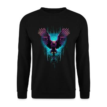 Adler Adlerkopf Raubvogel Greifvogel Tier Neon - Unisex Pullover - Schwarz - Vorne - Alina (178cm) & Michal (187cm)