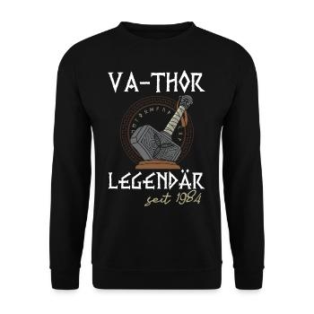 Va-Thor 39e anniversaire père légendaire depuis 1984 - Sweat-shirt Unisexe - noir - Devant - Alina (178cm) & Michal (187cm)