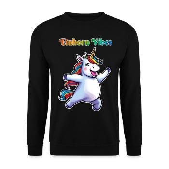 Tanzendes Einhorn Vibes - Unisex Pullover - Schwarz - Vorne - Alina (178cm) & Michal (187cm)
