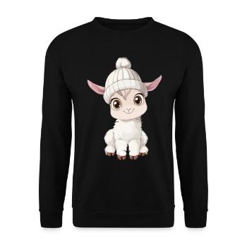 Llama Cute Cute Baby Kids Animal Alpaca Cartoon - Unisex Sweatshirt - black - Front - Alina (178cm) & Michal (187cm)
