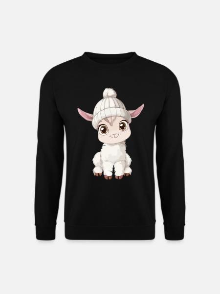 Lama Süß Niedlich Baby Kinder Tier Alpaka Cartoon - Unisex Pullover - Schwarz