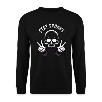 Stay Spooky Skeleton - Unisex Pullover - Schwarz - Vorne - Alina (178cm) & Michal (187cm)