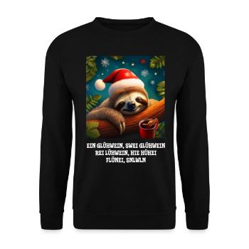 Ein Glühwein, swei ... lustiges Faultier Weihnacht - Unisex Pullover - Schwarz - Vorne - Alina (178cm) & Michal (187cm)