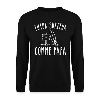 Future surfer like dad - Unisex Sweatshirt - black - Front - Alina (178cm) & Michal (187cm)