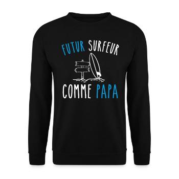Future surfer like dad - Unisex Sweatshirt - black - Front - Alina (178cm) & Michal (187cm)