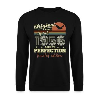 Cadeau Avril 1956 | 69ème Anniversaire Avril 1956 - Sweat-shirt Unisexe - noir - Devant - Alina (178cm) & Michal (187cm)