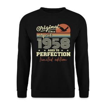April 1958 Geschenk | 67. Jahrestag April 1958 - Unisex Pullover - Schwarz - Vorne - Alina (178cm) & Michal (187cm)