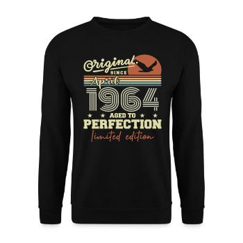 April 1964 Gift | 61st Anniversary April 1964 - Unisex Sweatshirt - black - Front - Alina (178cm) & Michal (187cm)