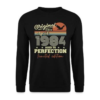 April 1984 Gift | 41st Anniversary April 1984 - Unisex Sweatshirt - black - Front - Alina (178cm) & Michal (187cm)