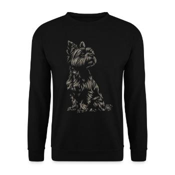 Yorkshire Terrier Silhouette - Unisex Pullover - Schwarz - Vorne - Alina (178cm) & Michal (187cm)