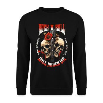 Rock N Roll Skull Electric Guitar Rose Music Rocker - Unisex Sweatshirt - black - Front - Alina (178cm) & Michal (187cm)