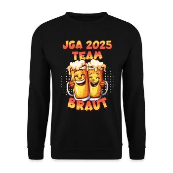 Bachelor Party 2025 Team Bride Beer Alcohol Booze Funny - Unisex Sweatshirt - black - Front - Alina (178cm) & Michal (187cm)