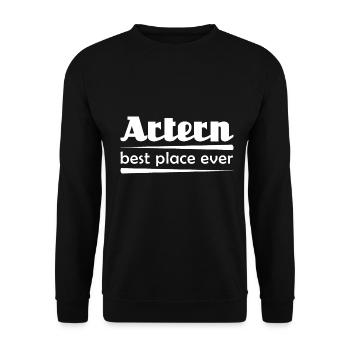 Artern - Stadt best place ever - Unisex Pullover - Schwarz - Vorne - Alina (178cm) & Michal (187cm)