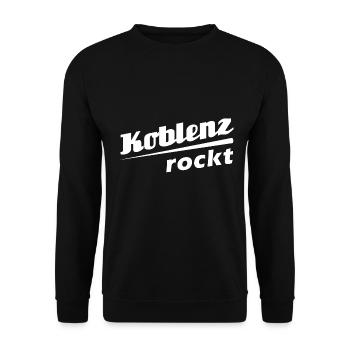 Koblenz rockt - Textdesign mit Stadtnamen - Unisex Pullover - Schwarz - Vorne - Alina (178cm) & Michal (187cm)