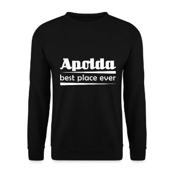 Apolda - Stadt best place ever - Unisex Pullover - Schwarz - Vorne - Alina (178cm) & Michal (187cm)