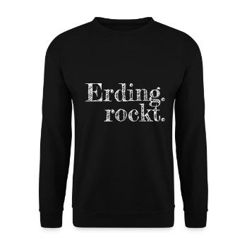 Erding rockt - Textdesign mit Stadtnamen - Unisex Pullover - Schwarz - Vorne - Alina (178cm) & Michal (187cm)
