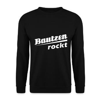Bautzen rockt - Textdesign mit Stadtnamen - Unisex Pullover - Schwarz - Vorne - Alina (178cm) & Michal (187cm)