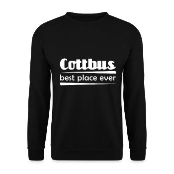 Cottbus - Stadt best place ever - Unisex Pullover - Schwarz - Vorne - Alina (178cm) & Michal (187cm)