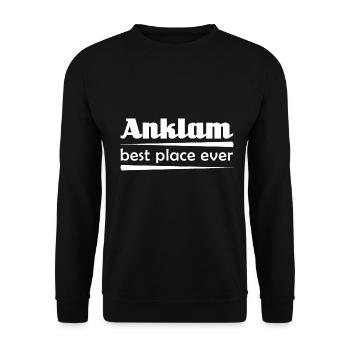 Anklam - Stadt best place ever - Unisex Pullover - Schwarz - Vorne - Alina (178cm) & Michal (187cm)
