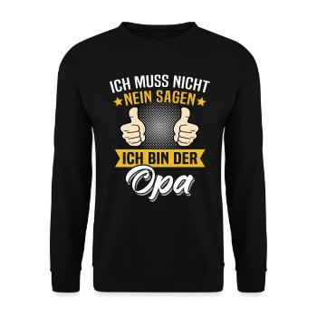 Opa Spruch Geschenk Nein Sagen Opas Sprüche - Unisex Pullover - Schwarz - Vorne - Alina (178cm) & Michal (187cm)