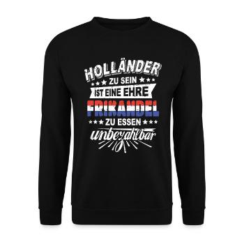 Holländer Frikandel Holland Spruch - Unisex Pullover - Schwarz - Vorne - Alina (178cm) & Michal (187cm)