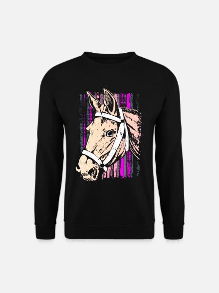 Reiten - Reiter - Reitschule - Pferdekopf Pink - Unisex Pullover - Schwarz