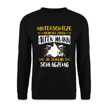Schlagzeug Drummer Schlagzeuger unterschätze - Unisex Pullover - Schwarz - Vorne - Alina (178cm) & Michal (187cm)