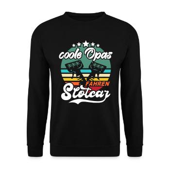 Slotcars Grandpa Slotcar saying Slot Car Autorennbahn - Unisex Sweatshirt - black - Front - Alina (178cm) & Michal (187cm)