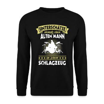 Schlagzeug Sprüche Drummer Schlagzeuger Mann - Unisex Pullover - Schwarz - Vorne - Alina (178cm) & Michal (187cm)
