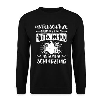 Schlagzeug Sprüche Schlagzeuger unterschätze Drums - Unisex Pullover - Schwarz - Vorne - Alina (178cm) & Michal (187cm)